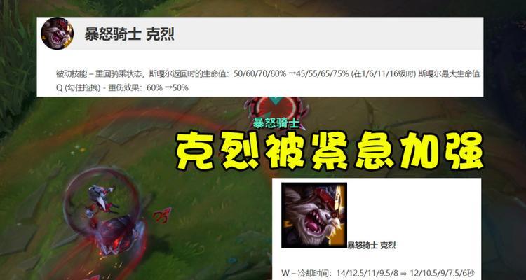 英雄联盟克烈用的什么刀？装备选择和技能搭配是什么？